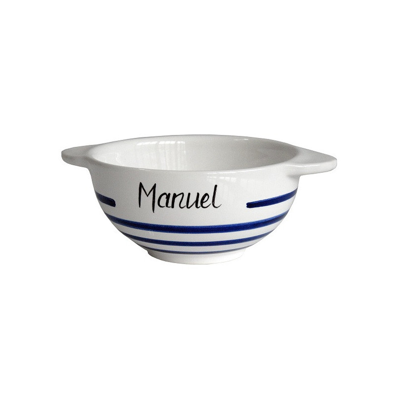 BOL A OREILLES 13CM "MARINIERE" BLEU + INSCRIPTION