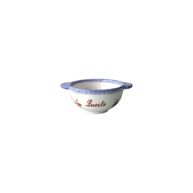 BOL A OREILLES 13CM "FLEURI ROYAL" + INSCRIPTION