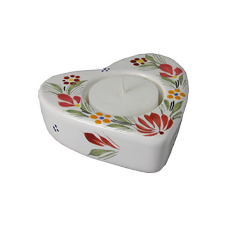 PORTE BOUGIE COEUR 11CM "FLEURI ROYAL"