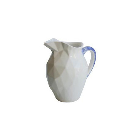 PICHET FACETTES 100CL "M. PUNG" BLANC ANSE ÉPONGÉ BLEU